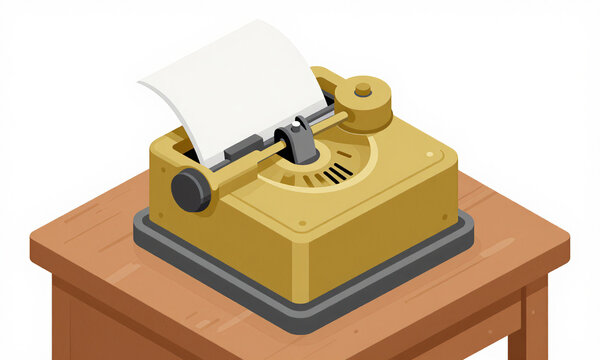 warm soft light illuminates antique brass telegraph machine meticulously prints blank paper strip weathered