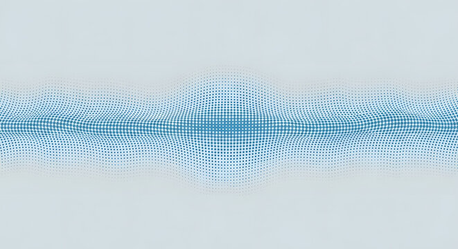 Abstract blue wave pattern with digital binary code overlay in minimalist monochrome design