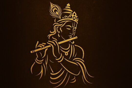 Divine flute player illustration.