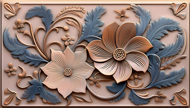 embossed bas relief ceramic tiles minimal ornate botanical flowers