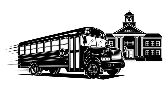 School Bus Arriving at Educational Building