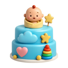 Naklejka premium PNG Adorable baby-themed cake illustration.