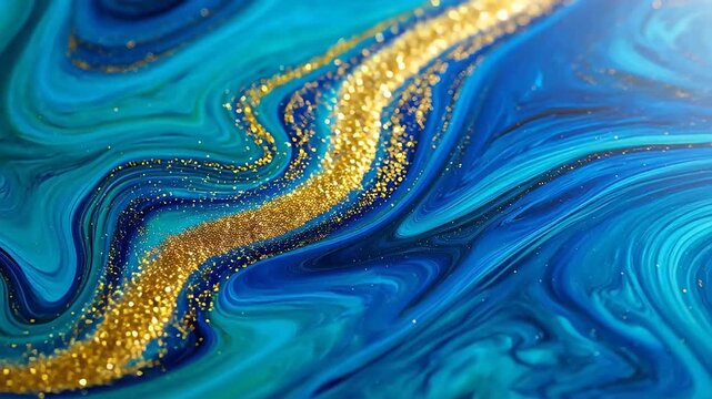 Blue and gold abstract swirl pattern