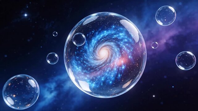 Galaxy in bubbles floating in space