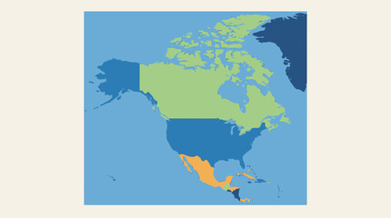 Fototapeta premium Colorful map of North America countries.