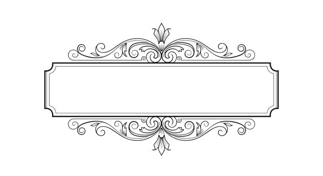 Elegant black and white vintage frame design with ornate floral scrolls and leaf motifs suitable for certificates and invitations.