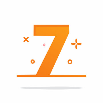 Orange Number 7 with Sparkles and Dots