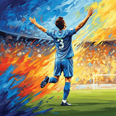 Soccer Player Celebrating Goal Victory. © kiteng