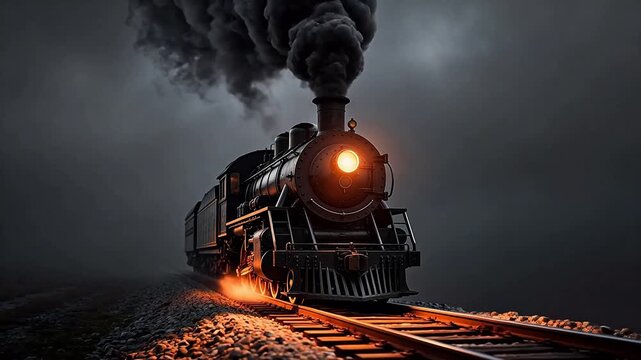 Steam locomotive on railway track