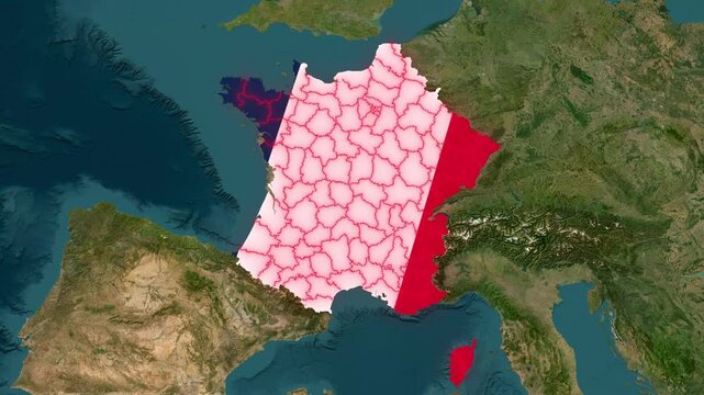 France map animation with national flag overlay