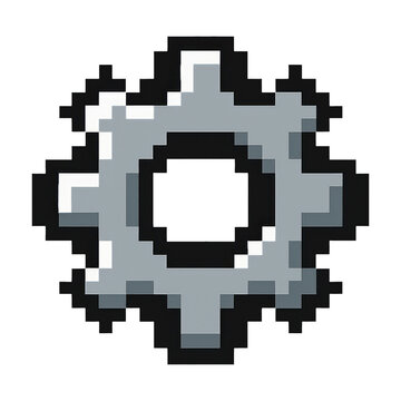 PNG Pixelated gear icon design.