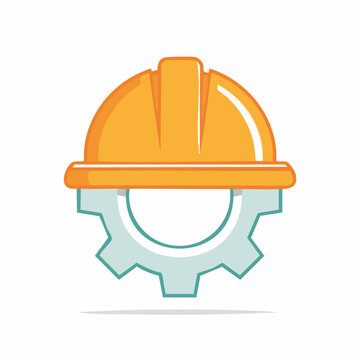 Construction Hard Hat and Gear Icon