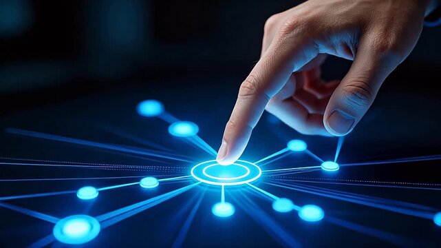 Hand interacting with digital network interface