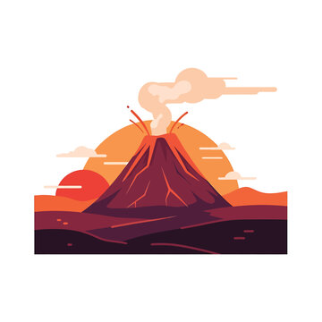 Erupting Volcano Mountain Landscape Nature.