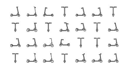 Collection of Scooter Icons - Line Art Style © Fah