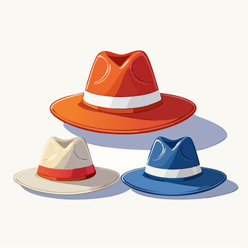 Three Fedoras in Different Colors