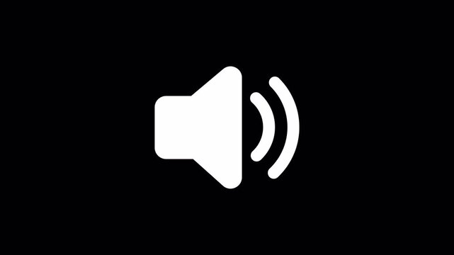 Audio Volume Speaker Icon Animation, Digital Sound Wave Motion on transparent Background.