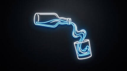 Neon Sign of a Bottle Pouring Drink into Glass
