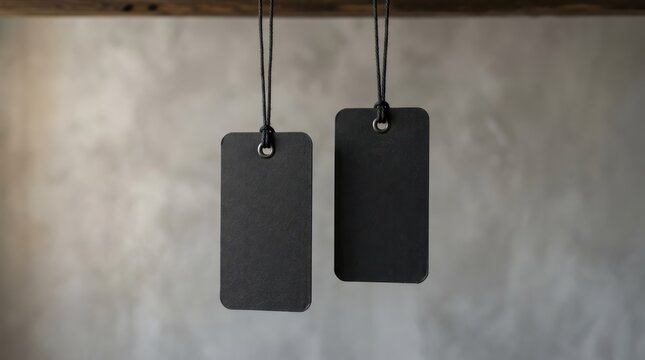 Blank Black Hanging Price Tags Mockup