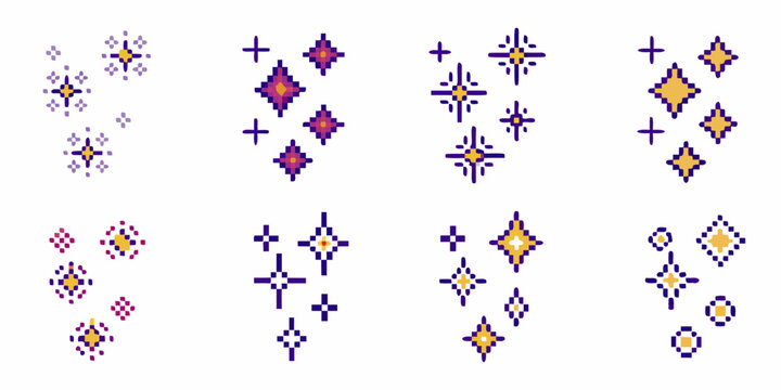 Pixel art diamond shapes with crosses colorful geometric pattern