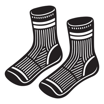 Pair of socks with stripes and ribbed texture  footwear illustration