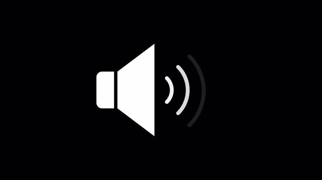 Audio Volume Speaker Icon Animation, Digital Sound Wave Motion on transparent Background.