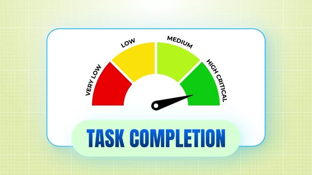 Task completion progress meter on a smooth white stone-textured graphic with bright modern lighting and rich colors 4k video