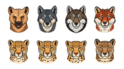 Wild Animal Head Collection: A curated collection of wild animal head portraits, featuring a diverse range of species with intricate details and expressive eyes, rendered in a distinct artistic style. © Murshida