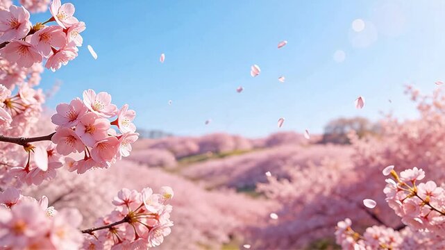Pink cherry blossoms in bloom