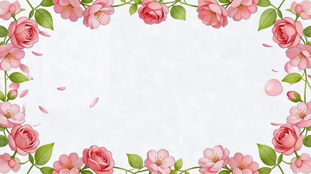 Pink floral border design