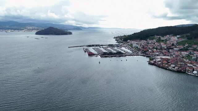 Combarro fishing village aerial view in galicia spain