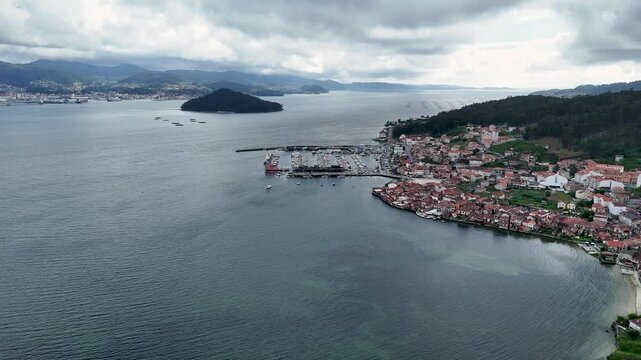 Aerial view of combarro fishing village in pontevedra galicia