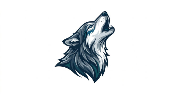 Stylized Wolf Head Howling at the Moon Illustration.