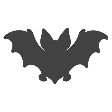 Bat PNG icon or symbol, dark gray bat icon with plain white background.