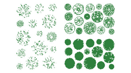 Set of various tree top view elements for landscape architectural design projects design. © Sara Studio