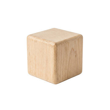Natural wood cube with rounded edges
