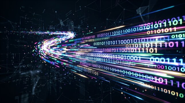 Digital Stream of Binary Data Flowing Through Network Connections