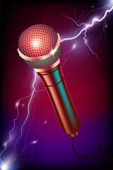 Obraz premium Vibrant microphone pulses with energy