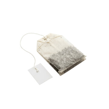 Tea bag with string and tag