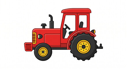 Naklejka premium Red Tractor Isolated on a White Background, vector of tractor used for farming