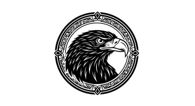 Eagle Head Illustration in Circle.