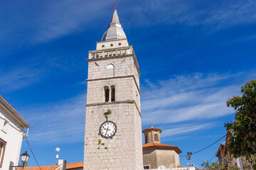 Fototapeta premium Full Sails of a Catamaran Against Blue Sky in the Adriatic Sea, Croatia