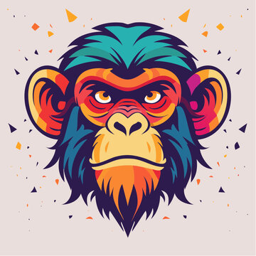 Colorful Monkey Face Illustration