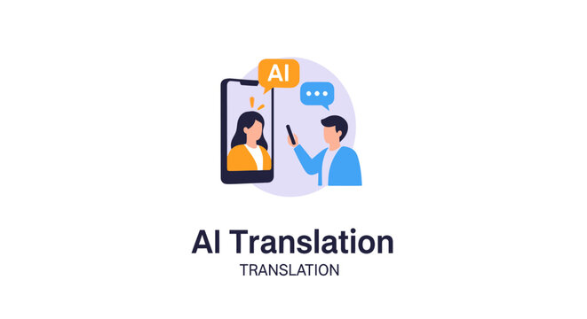 AI translation technology concept with human communication.