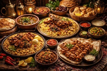Obraz premium Southern Arabian regional popular foods in Arab cuisine