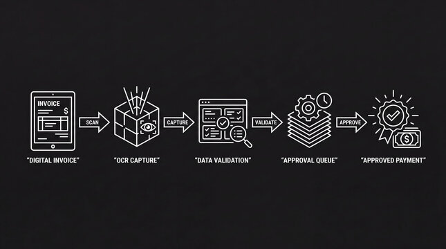 Digital invoice processing workflow with ocr capture and payment approval