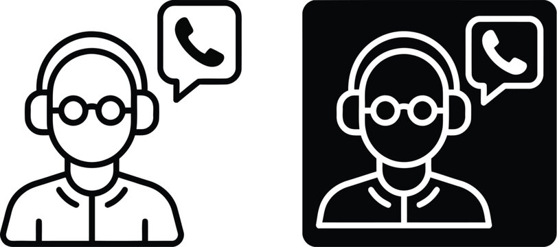 High contrast online support and communication concept vector icon.