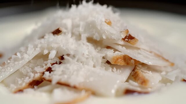 Closeup of Dry Ice Sublimating Over Food Ingredients.