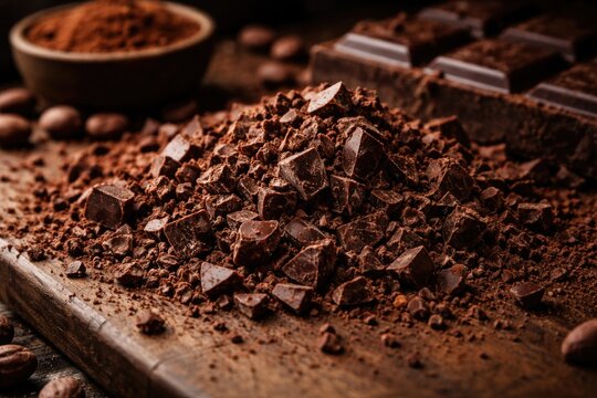 Small chopped chocolate bits with cocoa infusion