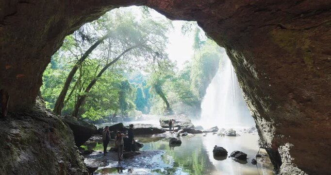 Big waterfall trails tropical deep forest in Khao Yai National Park
Thailand
